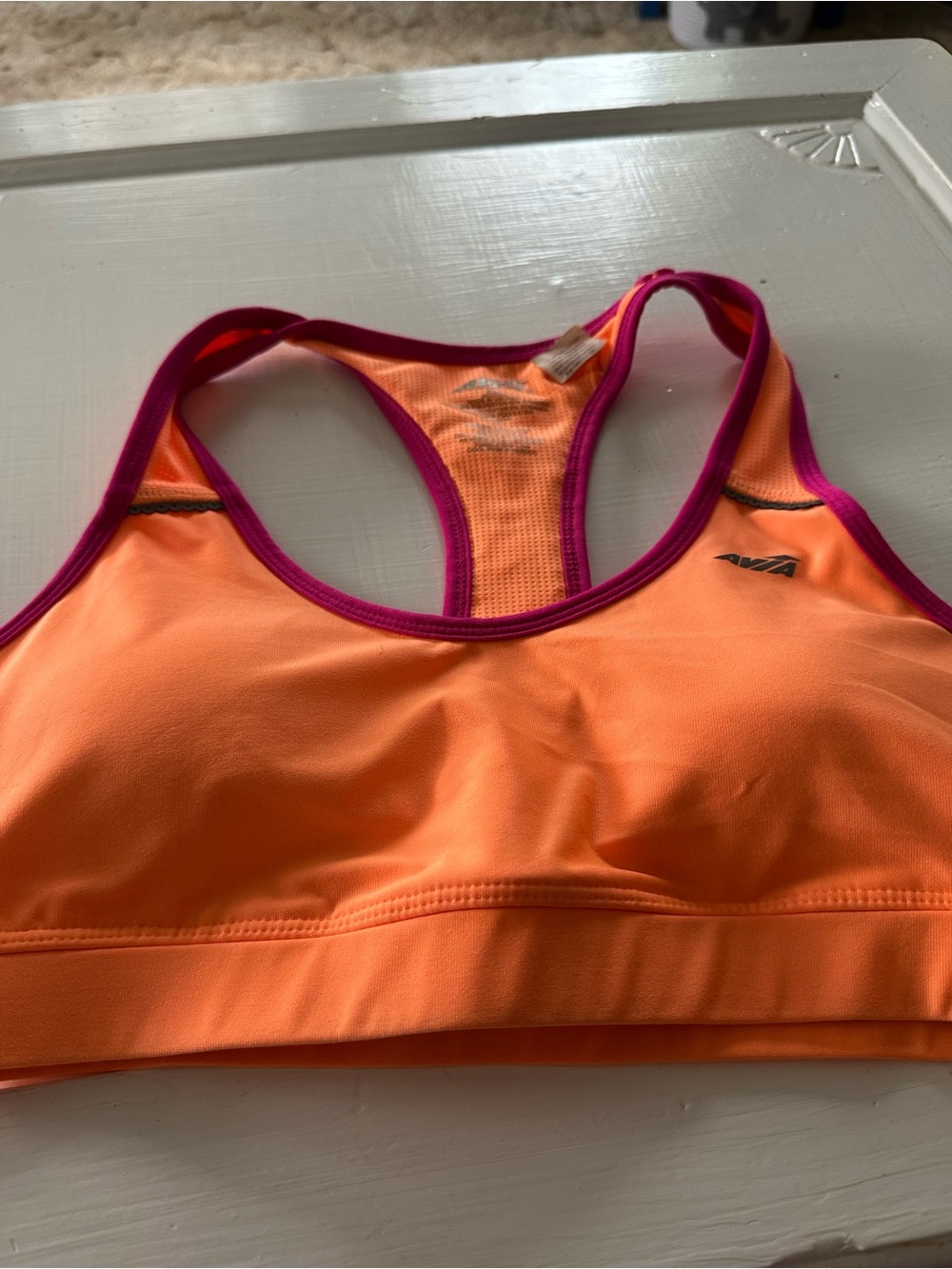 Avia Orange Sports Bra with Pink Trim Racerback